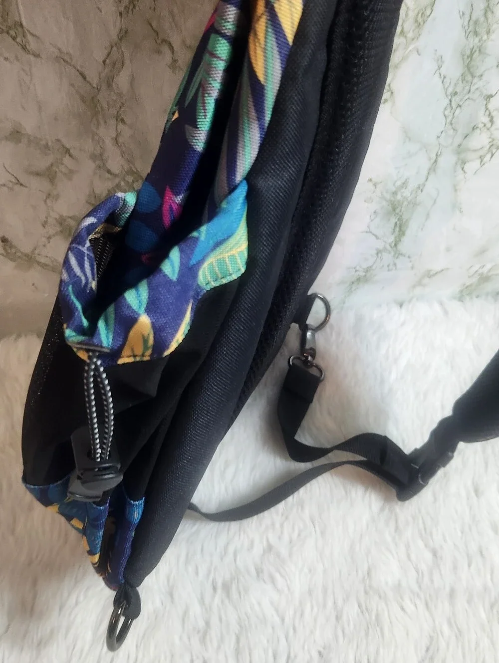 Multi Pocket Tropical Leaves Sling Bag